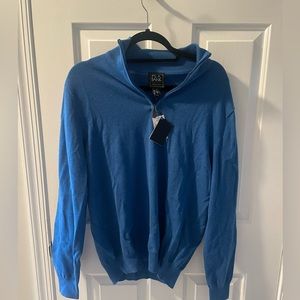 Blue, Jos. A. Bank, size medium, brand new, zip up sweater
